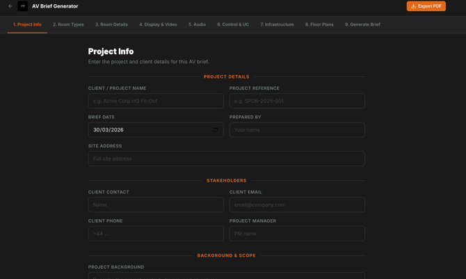 Project briefs help create a scope for AV works.